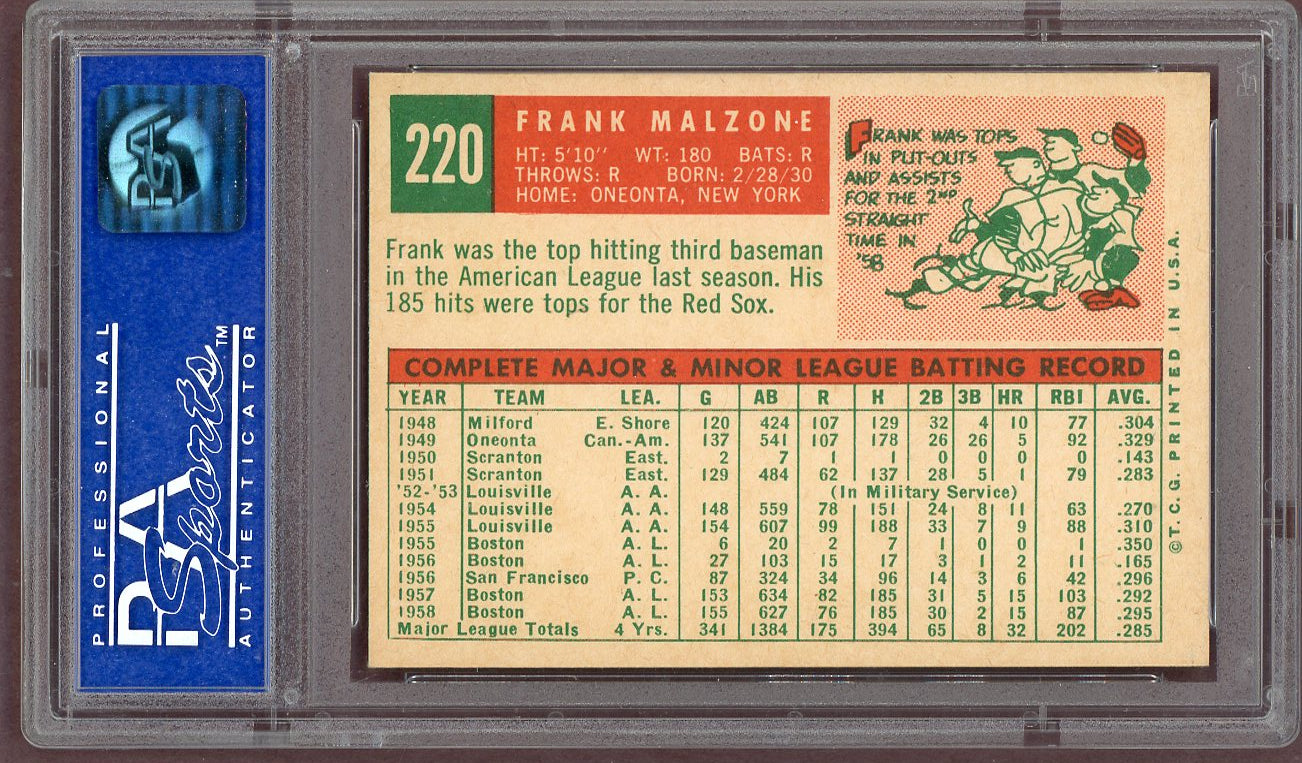1959 Topps Baseball #220 Frank Malzone Red Sox PSA 7 NM 560882