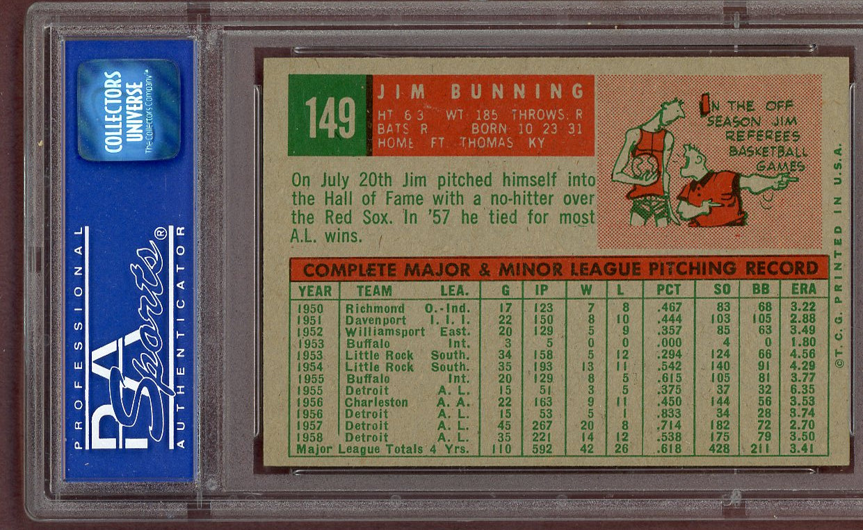 1959 Topps Baseball #149 Jim Bunning Tigers PSA 7 NM 560884