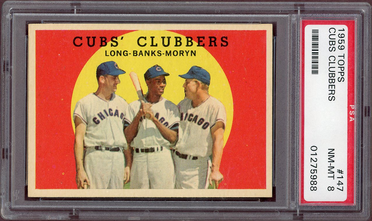 1959 Topps Baseball #147 Ernie Banks Dale Long PSA 8 NM/MT 560885