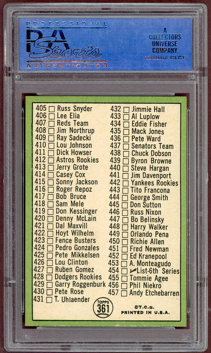 1967 Topps Baseball #361 Checklist 5 Roberto Clemente PSA 8 NM/MT 560886