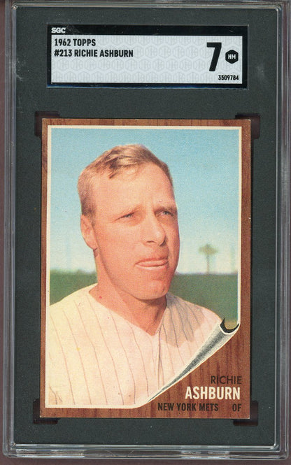 1962 Topps Baseball #213 Richie Ashburn Mets SGC 7 NM 560889