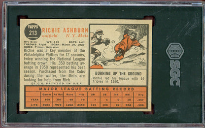 1962 Topps Baseball #213 Richie Ashburn Mets SGC 7 NM 560889