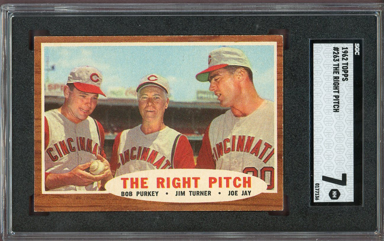 1962 Topps Baseball #263 Bob Purkey Joe Jay SGC 7 NM 560890