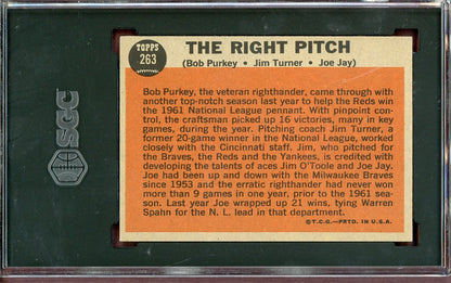 1962 Topps Baseball #263 Bob Purkey Joe Jay SGC 7 NM 560890