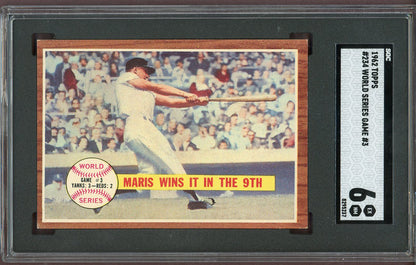 1962 Topps Baseball #234 World Series Game 3 Roger Maris SGC 6 EX-MT 560894