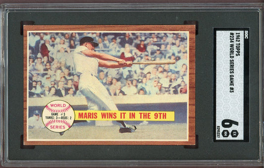 1962 Topps Baseball #234 World Series Game 3 Roger Maris SGC 6 EX-MT 560894