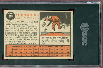 1962 Topps Baseball #219 Al Downing Yankees SGC 6 EX-MT 560895