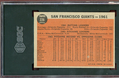 1962 Topps Baseball #226 San Francisco Giants Team SGC 7 NM 560896