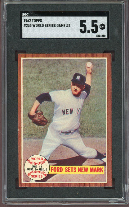 1962 Topps Baseball #235 World Series Game 4 Whitey Ford SGC 5.5 EX+ 560897