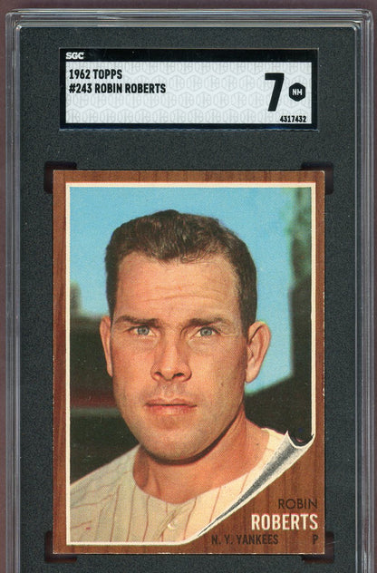 1962 Topps Baseball #243 Robin Roberts Yankees SGC 7 NM 560899