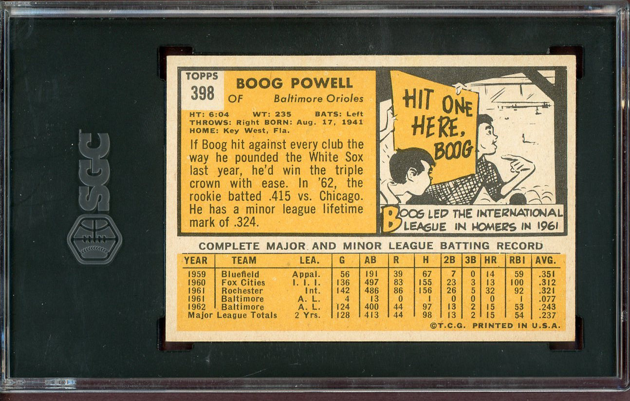 1963 Topps Baseball #398 Boog Powell Orioles SGC 7 NM 560902