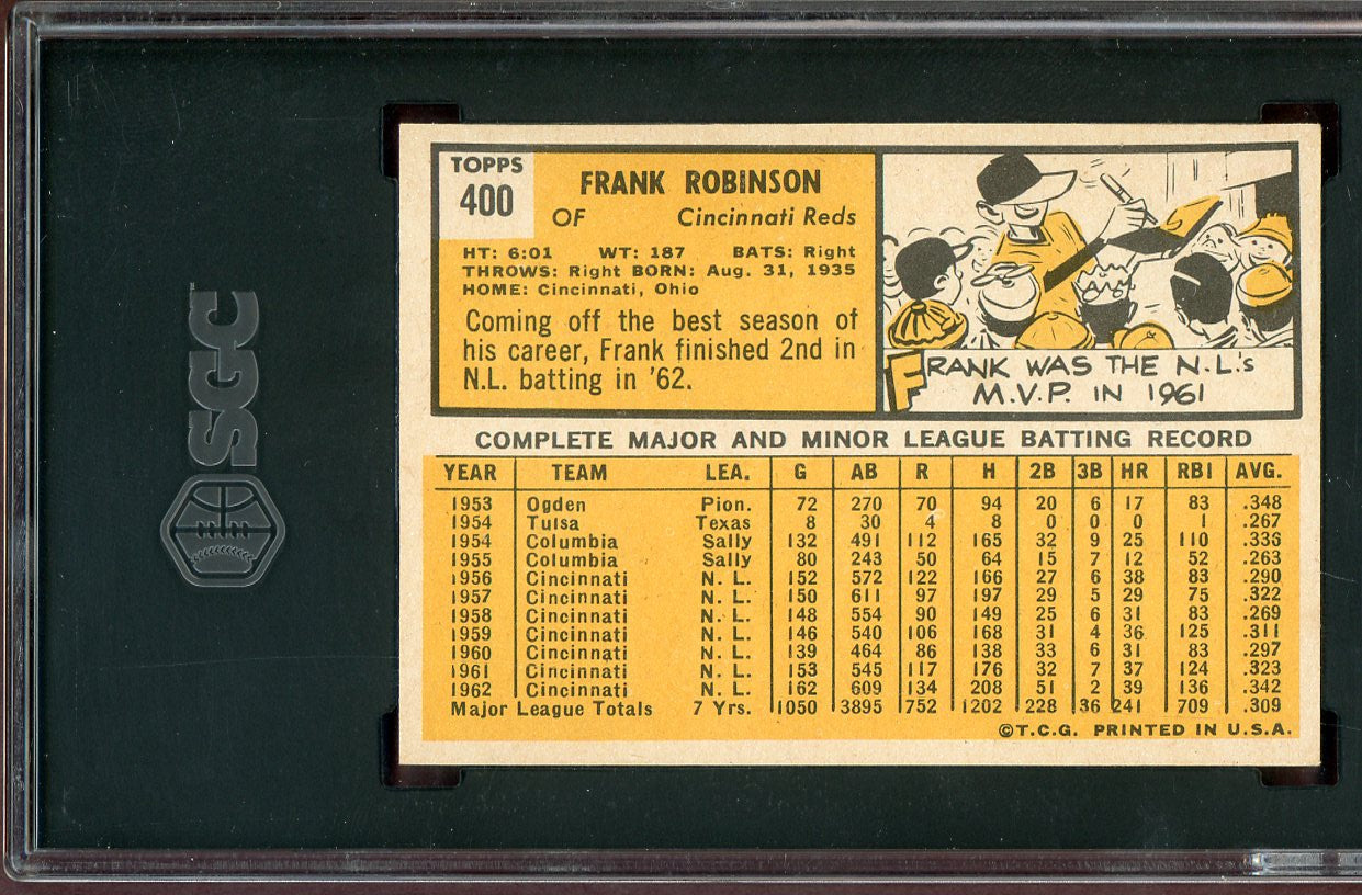 1963 Topps Baseball #400 Frank Robinson Reds SGC 7 NM 560904