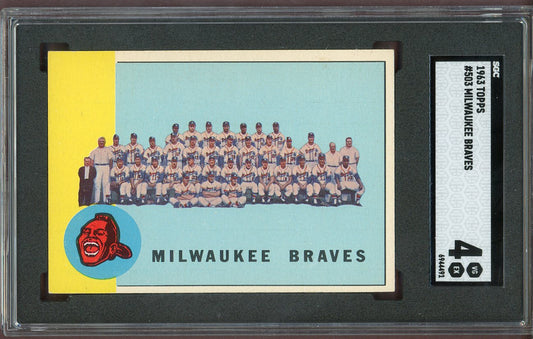 1963 Topps Baseball #503 Milwaukee Braves Team SGC 4 VG-EX 560906