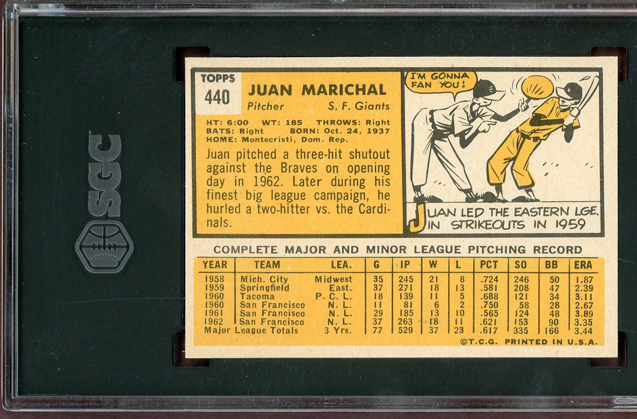 1963 Topps Baseball #440 Juan Marichal Giants SGC 7 NM 560908