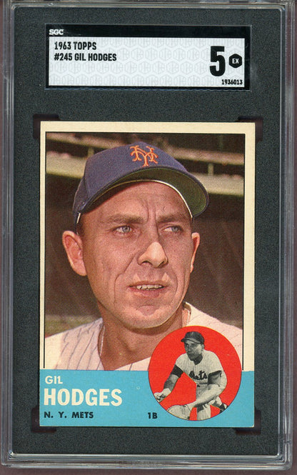 1963 Topps Baseball #245 Gil Hodges Mets SGC 5 EX 560909