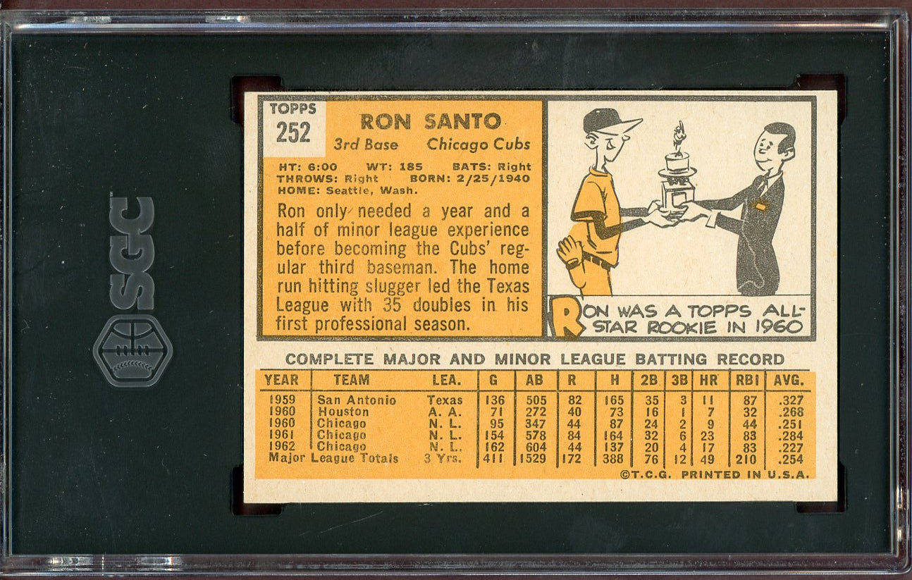 1963 Topps Baseball #252 Ron Santo Cubs SGC 7 NM 560910