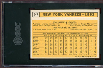 1963 Topps Baseball #247 New York Yankees Team SGC 6 EX-MT 560911