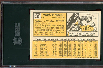1963 Topps Baseball #265 Vada Pinson Reds SGC 7 NM 560912