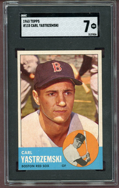 1963 Topps Baseball #115 Carl Yastrzemski Red Sox SGC 7 NM 560913