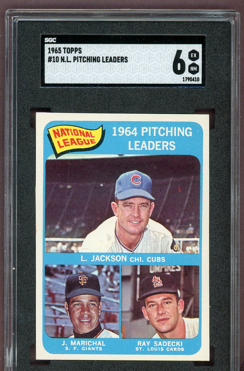 1965 Topps Baseball #010 N.L. Win Leaders Juan Marichal SGC 6 EX-MT 560916