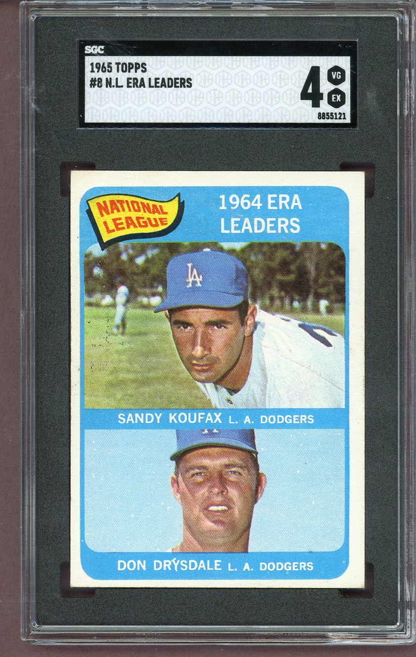 1965 Topps Baseball #008 N.L. ERA Leaders Sandy Koufax SGC 4 VG-EX 560917