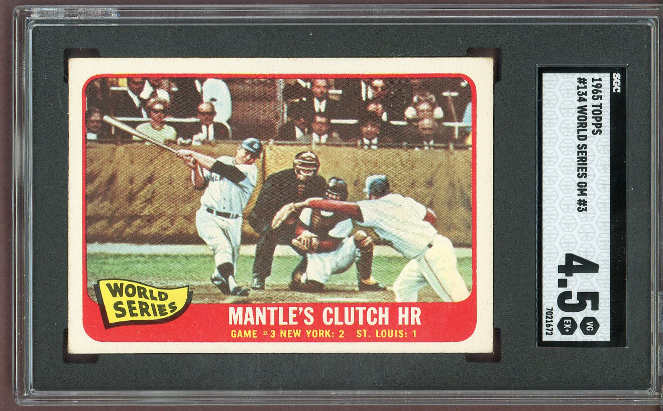 1965 Topps Baseball #134 World Series Game 3 Mickey Mantle SGC 4.5 VG-EX+ 560918