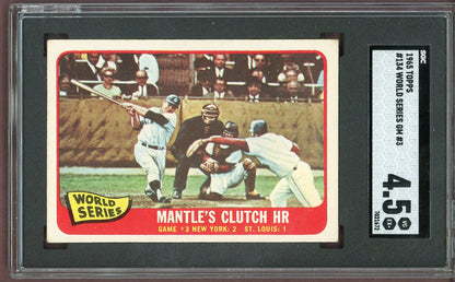 1965 Topps Baseball #134 World Series Game 3 Mickey Mantle SGC 4.5 VG-EX+ 560918
