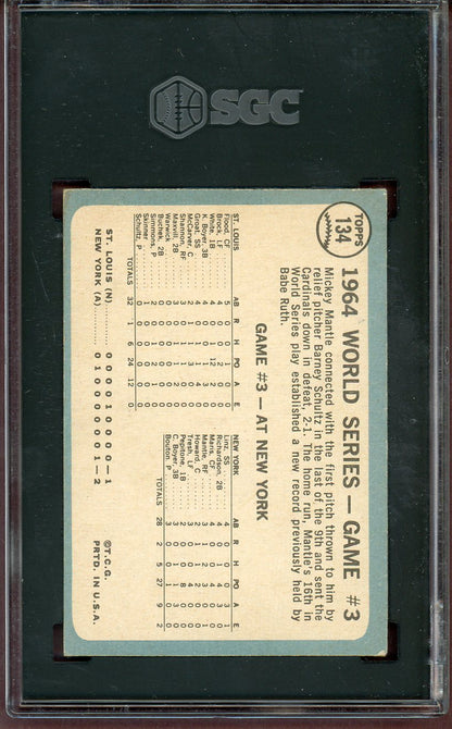 1965 Topps Baseball #134 World Series Game 3 Mickey Mantle SGC 4.5 VG-EX+ 560918