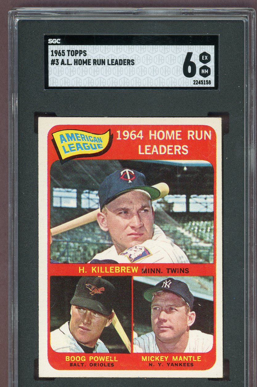1965 Topps Baseball #003 A.L. Home Run Leaders Mickey Mantle SGC 6 EX-MT 560923
