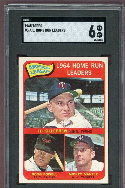 1965 Topps Baseball #003 A.L. Home Run Leaders Mickey Mantle SGC 6 EX-MT 560923