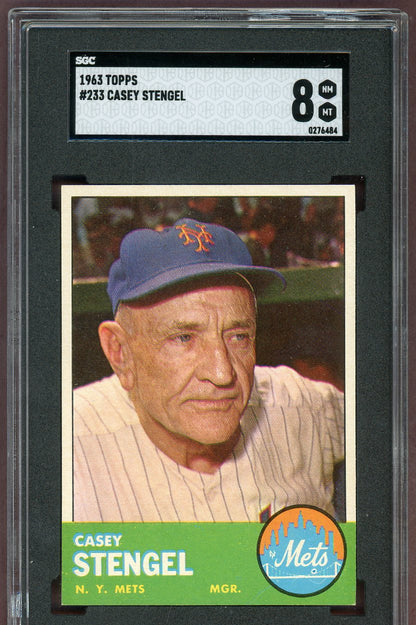 1963 Topps Baseball #233 Casey Stengel Mets SGC 8 NM/MT 560928