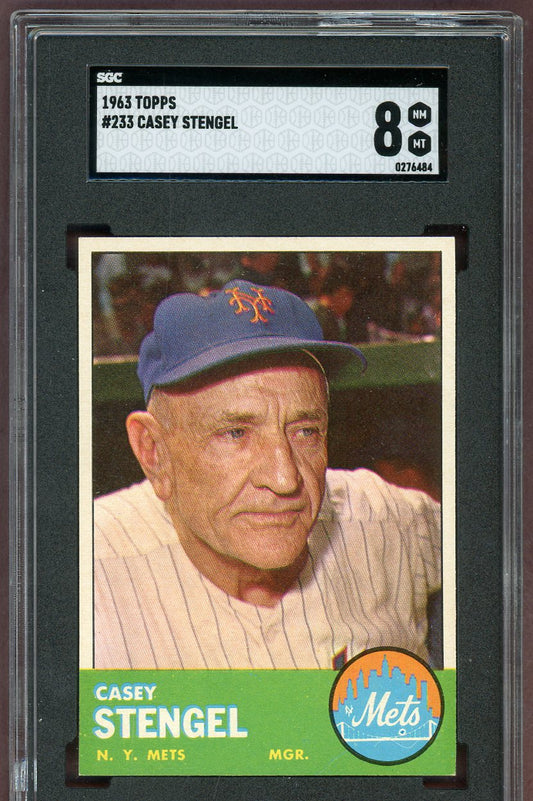1963 Topps Baseball #233 Casey Stengel Mets SGC 8 NM/MT 560928
