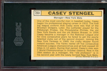 1963 Topps Baseball #233 Casey Stengel Mets SGC 8 NM/MT 560928