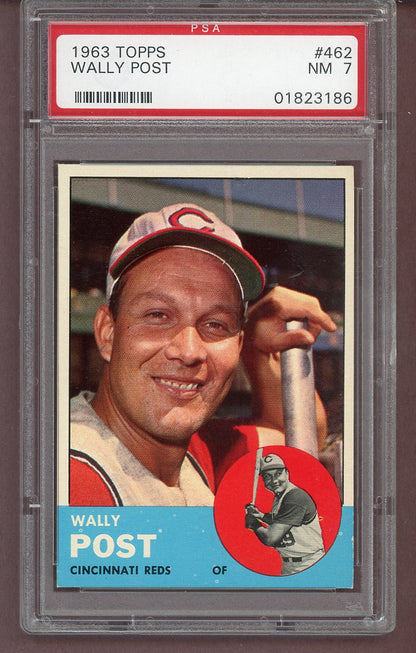 1963 Topps Baseball #462 Wally Post Reds PSA 7 NM 560930