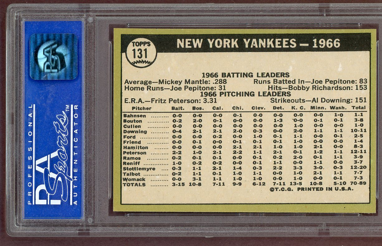 1967 Topps Baseball #131 New York Yankees Team PSA 8 NM/MT 560936