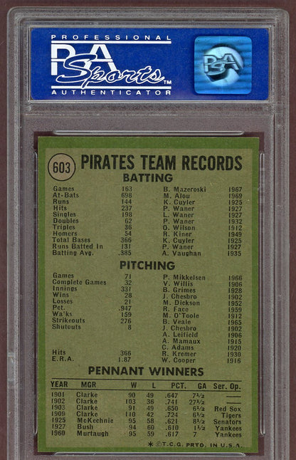 1971 Topps Baseball #603 Pittsburgh Pirates Team PSA 8 NM/MT 560940