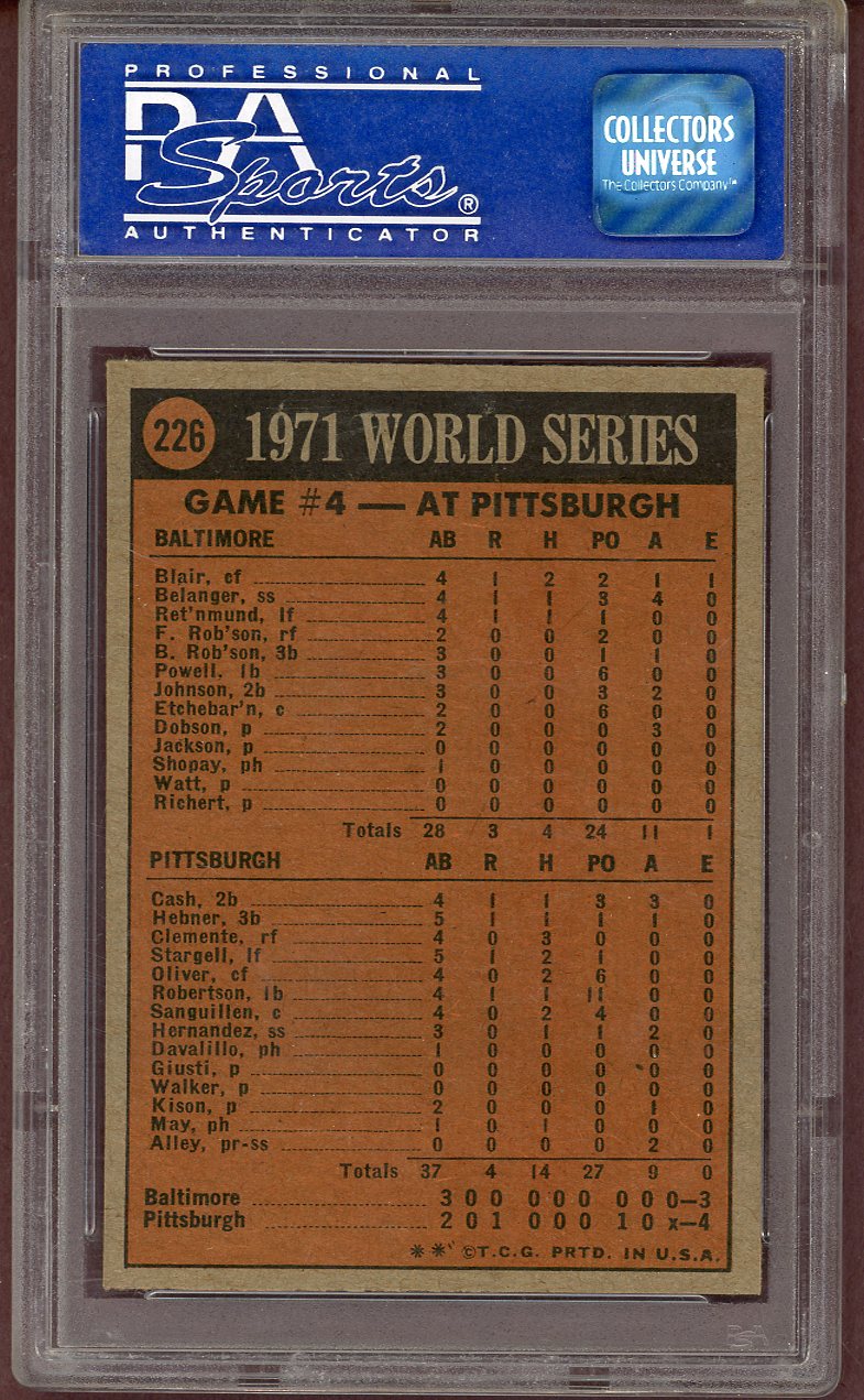 1972 Topps Baseball #226 World Series Game 4 Roberto Clemente PSA 8 NM/MT 560941