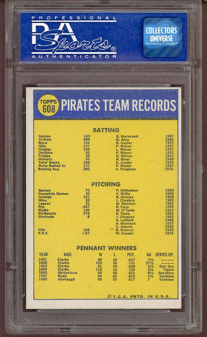 1970 Topps Baseball #608 Pittsburgh Pirates Team PSA 8 NM/MT 560942
