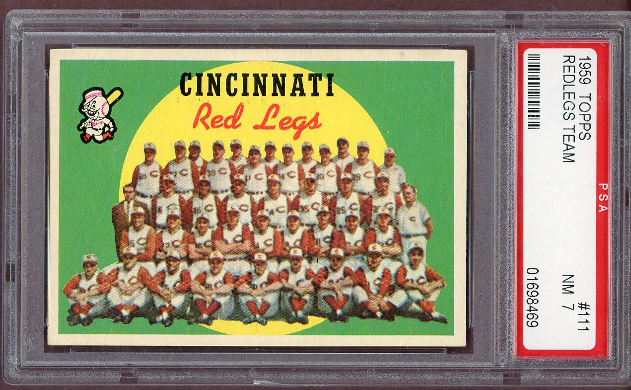 1959 Topps Baseball #111 Cincinnati Reds Team PSA 7 NM 560945