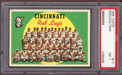 1959 Topps Baseball #111 Cincinnati Reds Team PSA 7 NM 560945