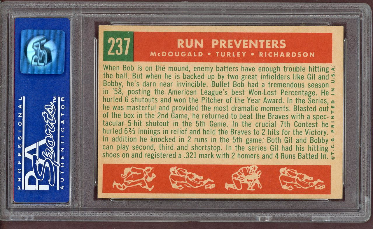 1959 Topps Baseball #237 Bobby Richardson Gil McDougald PSA 8 NM/MT 560946