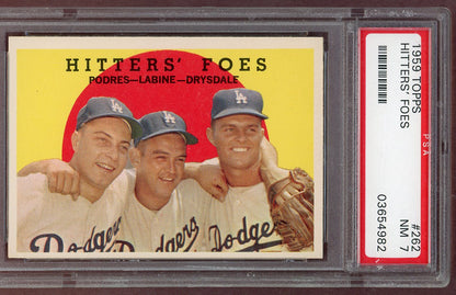 1959 Topps Baseball #262 Don Drysdale Johnny Podres PSA 7 NM 560948