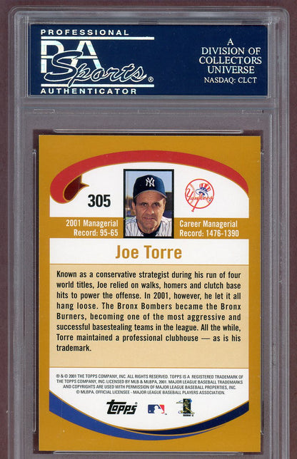 2002 Topps #305 Joe Torre Yankees PSA 10 GEM MINT 560952
