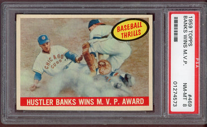 1959 Topps Baseball #469 Ernie Banks IA Cubs PSA 8 NM/MT 560958