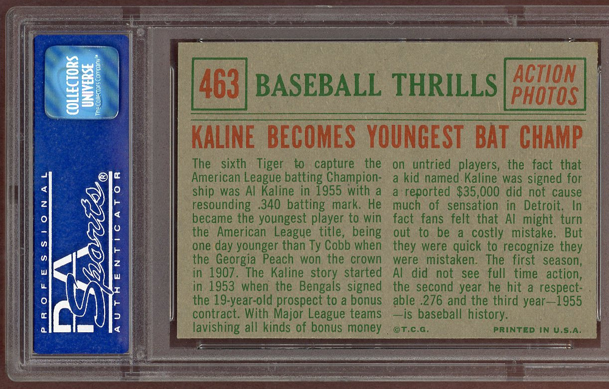 1959 Topps Baseball #463 Al Kaline IA Tigers PSA 8 NM/MT 560959