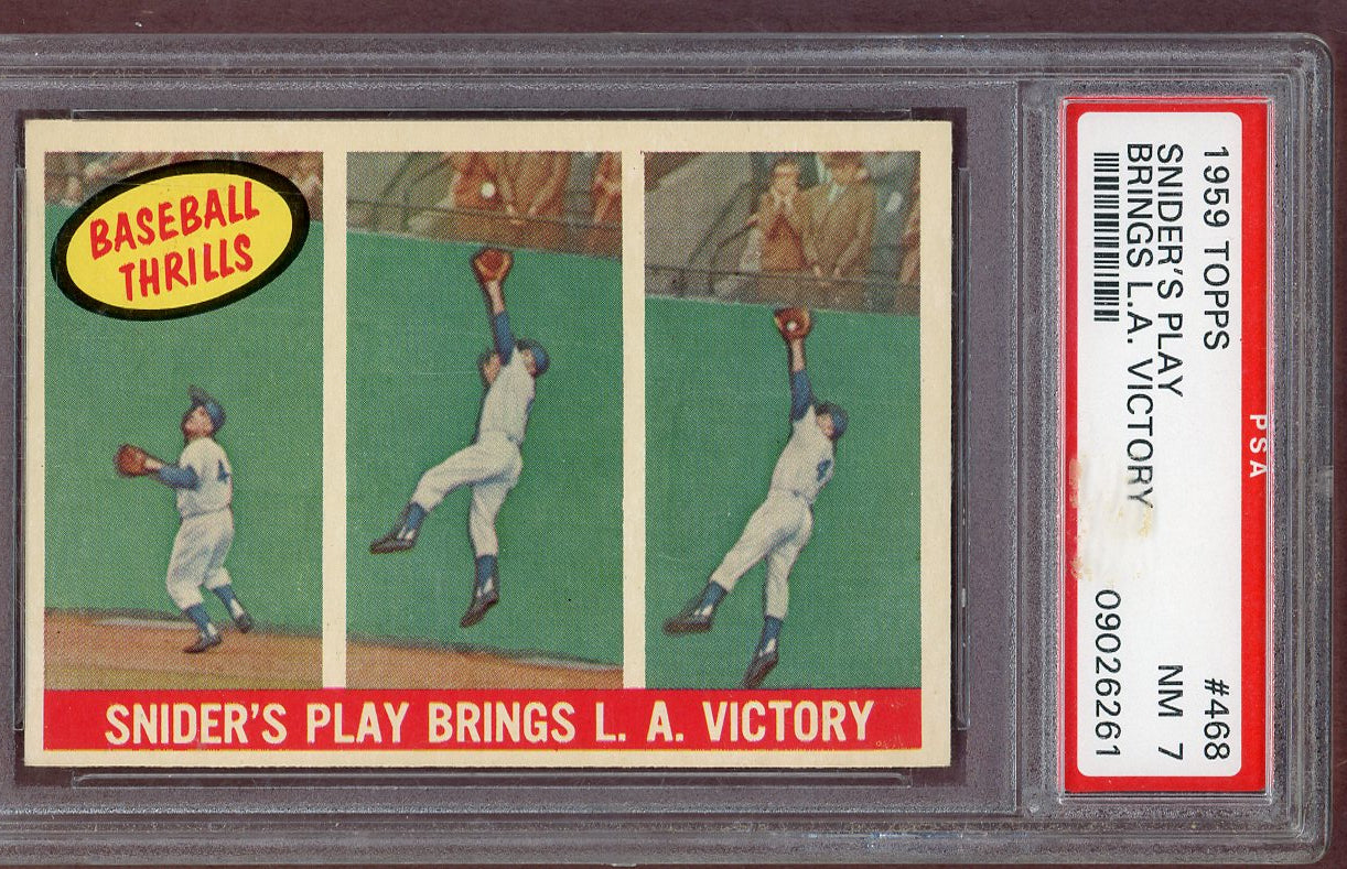 1959 Topps Baseball #468 Duke Snider IA Dodgers PSA 7 NM 560960