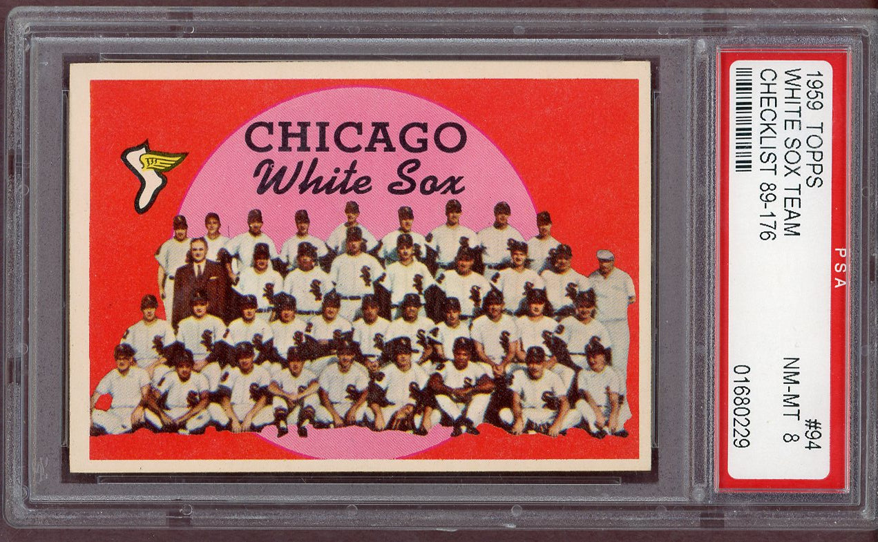 1959 Topps Baseball #094 Chicago White Sox Team PSA 8 NM/MT 560961