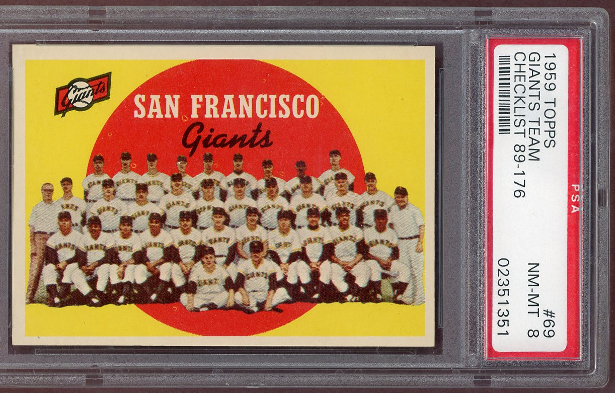 1959 Topps Baseball #069 San Francisco Giants Team PSA 8 NM/MT 560963