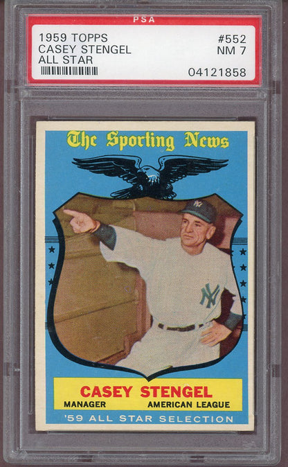 1959 Topps Baseball #552 Casey Stengel A.S. Yankees PSA 7 NM 560965