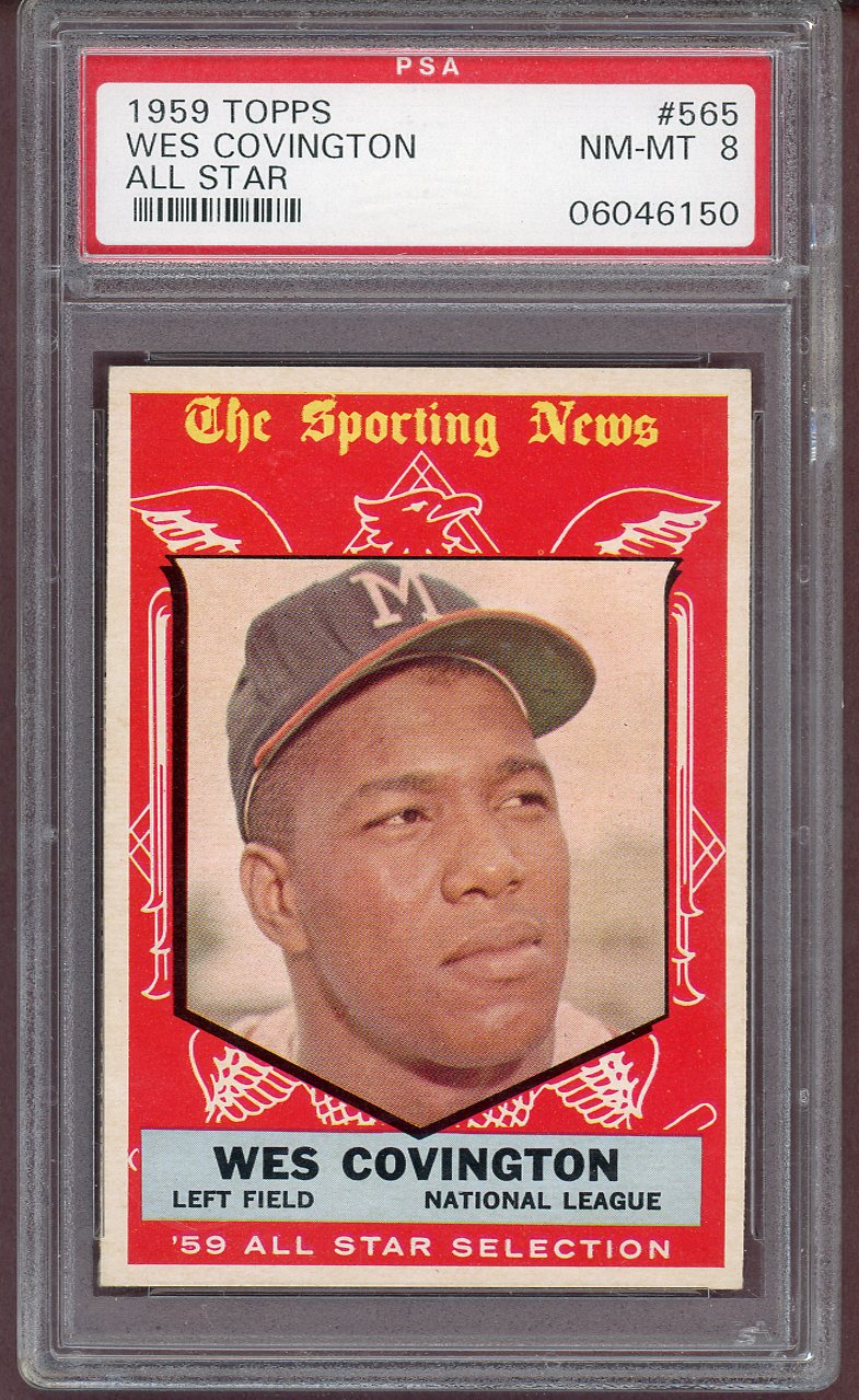 1959 Topps Baseball #565 Wes Covington A.S. Braves PSA 8 NM/MT 560966